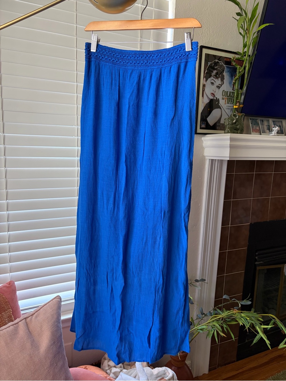 I.N. Studio Royal Blue Maxi Skirt with Crochet Waistband